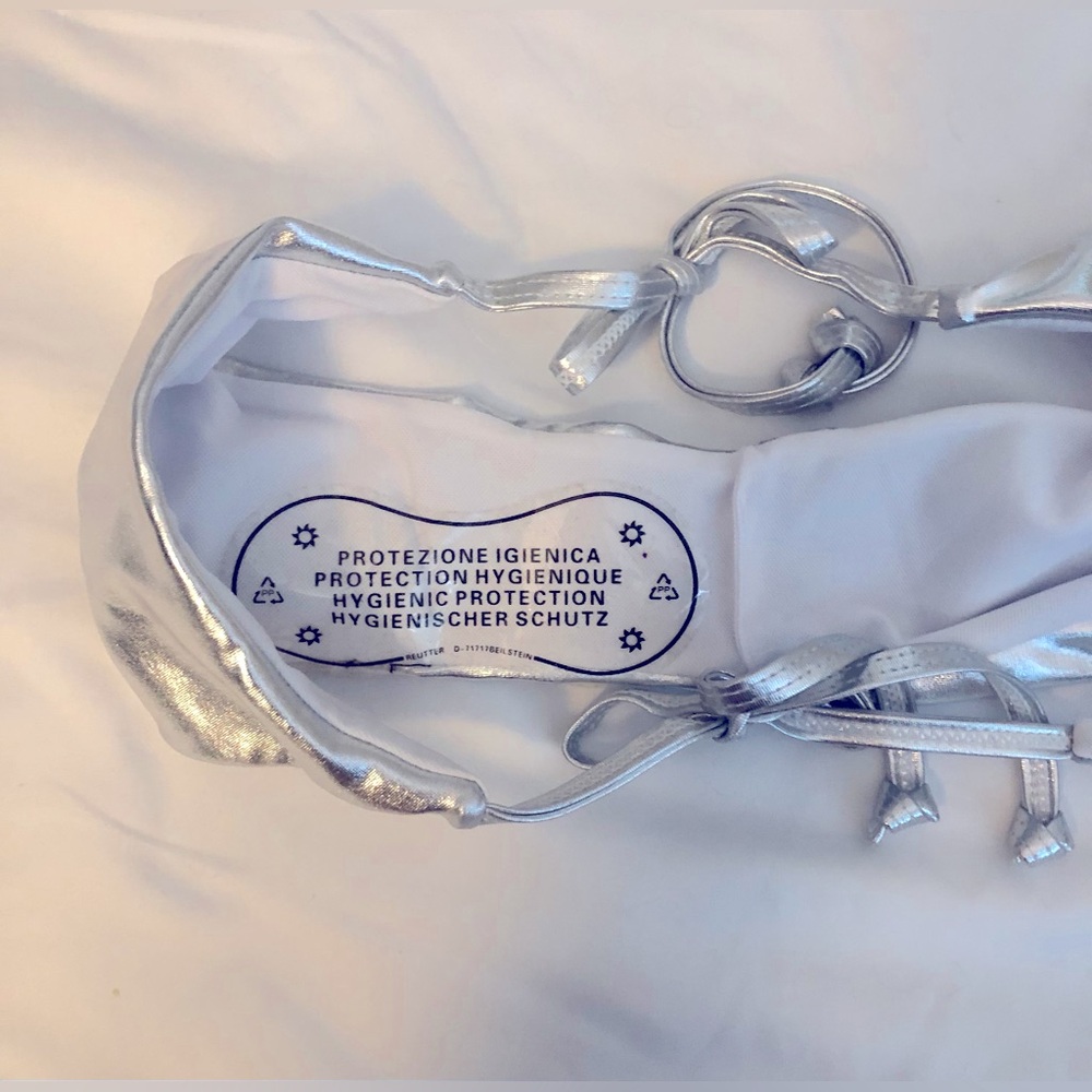 Nwot Silver Metallic Adjustable String Bikini. Br… - image 5